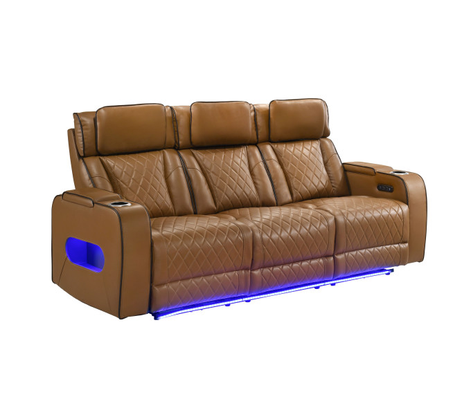 Regal Leather-gel Power Reclining Sofa Cognac Regal Leather-gel Power Reclining Sofa Cognac